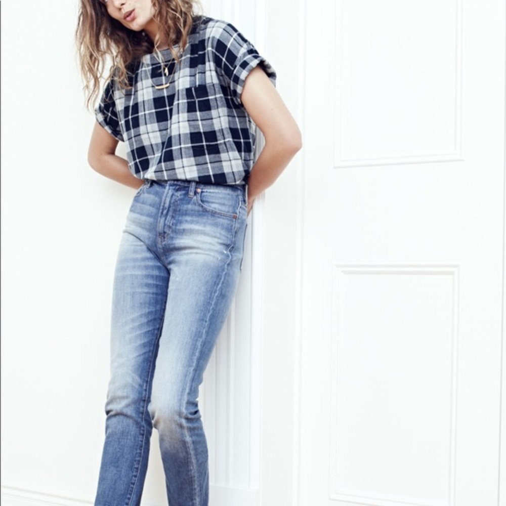 Madewell Emporium Plaid Oversized Tee, size S